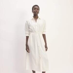Everlane The Mini Jacquard Stripe Shirt Dress White Base - Size XS